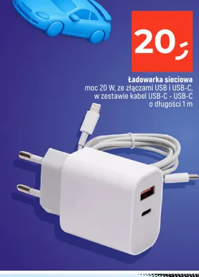 Ładowarka sieciowa 20W ze złączami USB i USB-C z kablem USB-C - USB-C 1 m promocja w Dealz