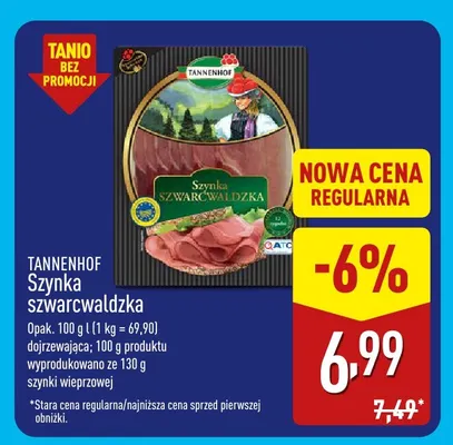 Szynka szwarcwaldzka dojrzewająca Tannenhof promocja w Aldi