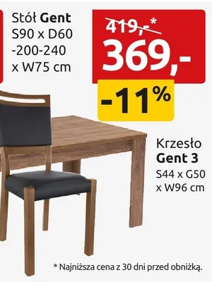 Stół Gent S90xD60-200-240xW75cm promocja w Black Red White