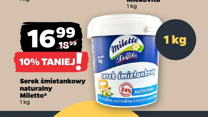 Serek śmietankowy naturalny Miletto promocja w Netto