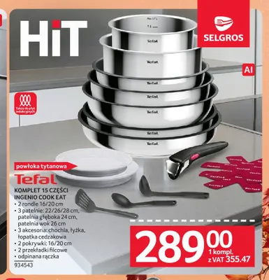 Komplet 15 części Ingenio Cook Eat Tefal promocja w Selgros