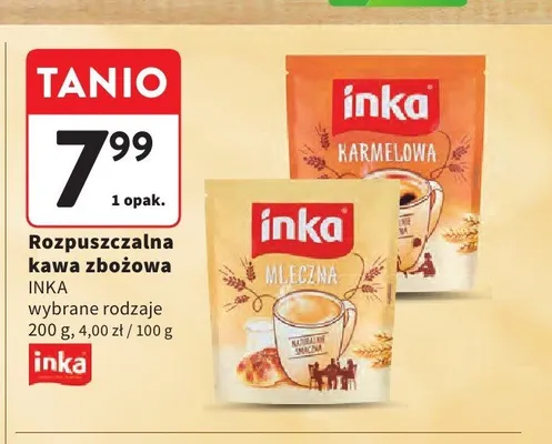 Rozpuszczalna kawa zbożowa Inka Karmelowa promocja w Intermarche