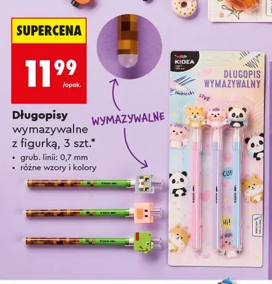 Długopisy wymazywalne z figurką Kidea promocja w Biedronka
