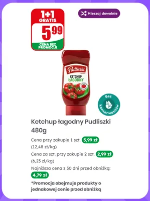Ketchup łagodny Pudliszki promocja w Dino