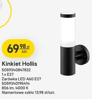 Kinkiet Hollis promocja w Castorama
