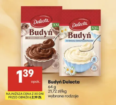 Budyń o smaku czekoladowym Delecta promocja w Delikatesy Centrum