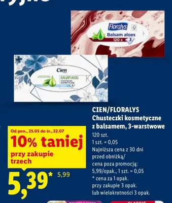 Chusteczki kosmetyczne z balsamem 3-warstwowe Floralys Balsam Aloes promocja w Lidl