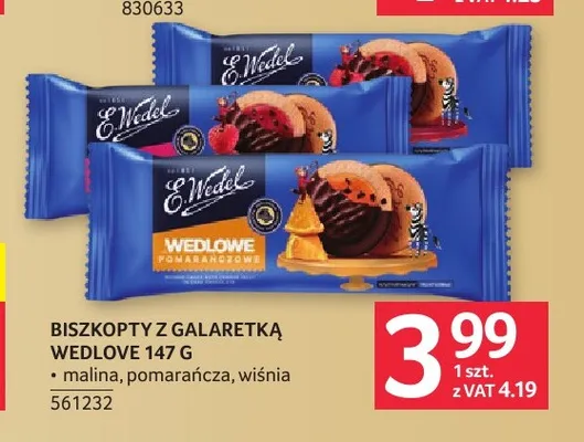 Biszkopty z galaretką Wedlove malina E.Wedel promocja w Selgros