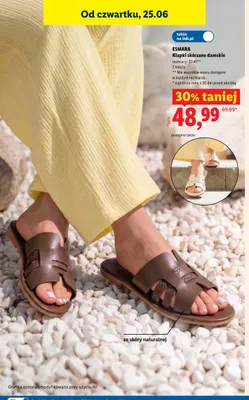 Klapki skórzane damskie Esmara promocja w Lidl