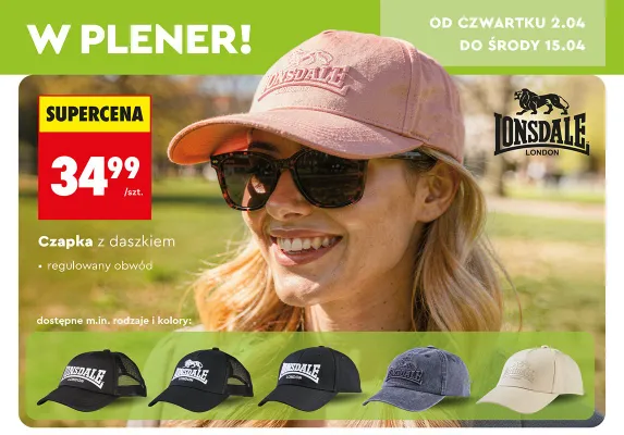 Czapka z daszkiem regulowany obwód promocja w Biedronka