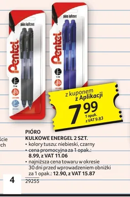 Pióro kulkowe Pentel EnerGel 2-pak promocja w Selgros