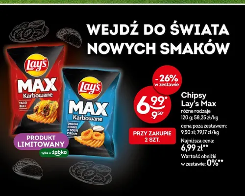 Chipsy Lay's Max Karbowane Onion Rings & Sour Cream promocja w Żabka