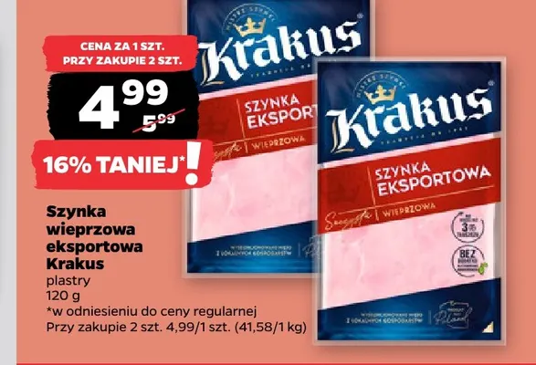 Szynka wieprzowa eksportowa Krakus promocja w Netto