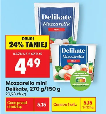 Ser mozzarella mini promocja w Biedronka