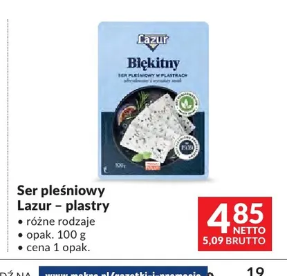 Ser pleśniowy w plastrach Lazur promocja w Makro