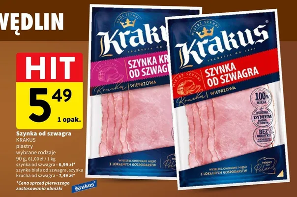 Szynka od szwagra Krakus plastry promocja w Intermarche
