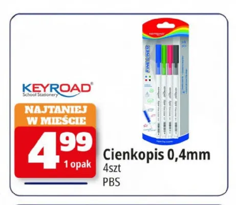 Cienkopis Keyroad 0,4 mm 4-pak promocja w Leclerc