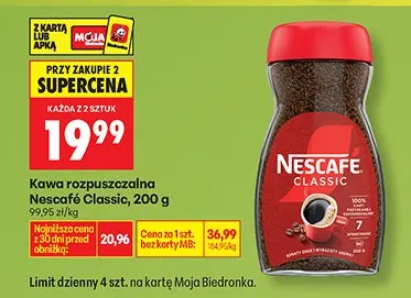 Kawa rozpuszczalna Nescafe Classic, 200g promocja w Biedronka