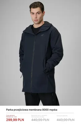 Parka przejściowa membrana 8000 męska 4F promocja w 4F