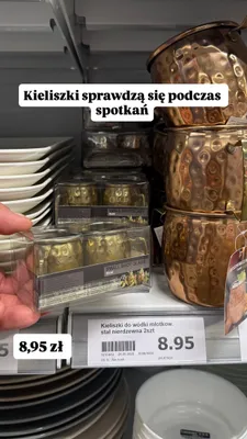 Kieliszki do wódki młotkowane złote ze stali nierdzewnej promocja w Action