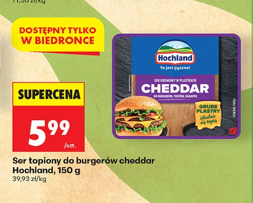 Ser topiony do burgerów cheddar Hochland promocja w Biedronka