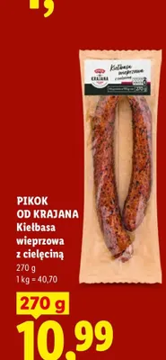 Kiełbasa wieprzowa z cielęciną Pikok od Krajana promocja w Lidl