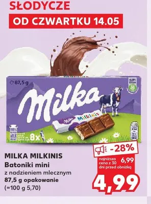Batoniki mini z nadzieniem mlecznym MILKA MILKINIS promocja w Kaufland