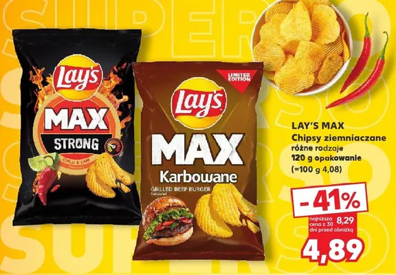 Chipsy ziemniaczane różne rodzaje promocja w Kaufland