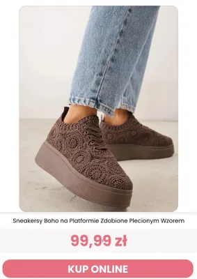 Sneakersy damskie Renee Boho na Platformie Zdobione Plecionym Wzorem promocja w Renee