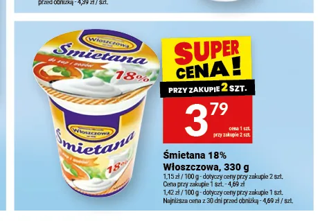 Śmietana Włoszczowa 18% promocja w Twój Market