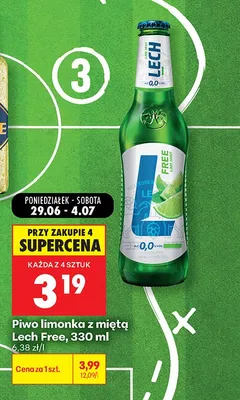 Piwo bezalkoholowe limonka z miętą Lech Free promocja w Biedronka