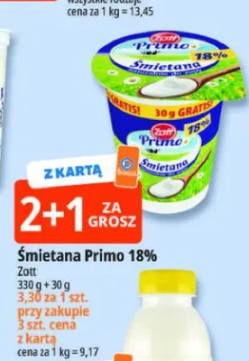 Śmietana Primo 18% Zott promocja w Leclerc