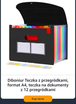 Teczka z przegródkami Diboniur format A4 z 12 promocja w Amazon