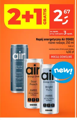Napój energetyczny Air Oshee Bright Yuzu promocja w Dealz