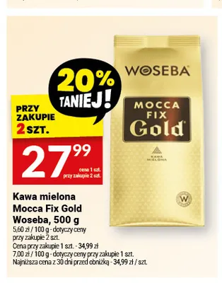 Kawa mielona Woseba Mocca Fix Gold promocja w Twój Market