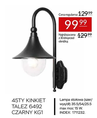 Kinkiet Talez 6492 czarny KG1 45TY promocja w Abra Meble
