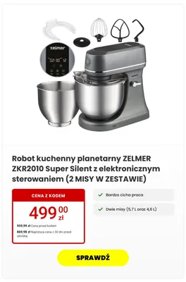 Robot kuchenny planetarny Zelmer ZKR2010 Super Silent promocja w Media Expert