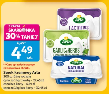 Serek kremowy Lactofree, Garlic&Herbs, Natural promocja w Auchan