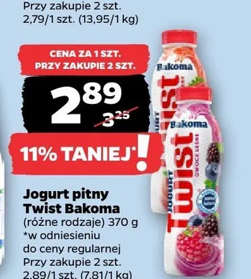 Jogurt pitny Twist Bakoma promocja w Netto