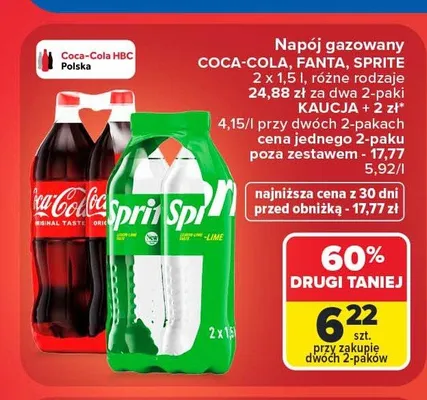 Napój gazowany Fanta 2-pak 1,5 l promocja w Carrefour