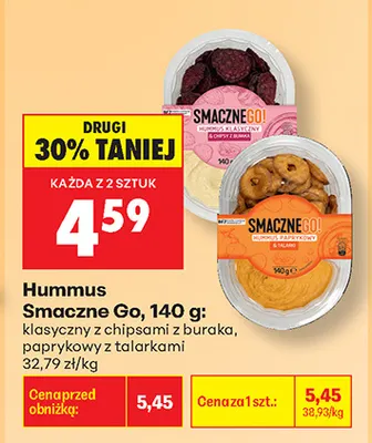 Hummus klasyczny z chipsami z buraka Smaczne Go promocja w Biedronka
