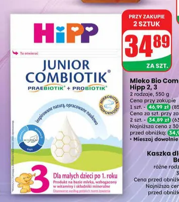 Mleko Bio Combiotik 2, 3 promocja w Dino