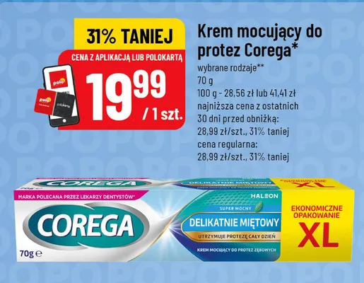 Krem mocujący do protez Corega Delikatnie Miętowy promocja w POLOmarket