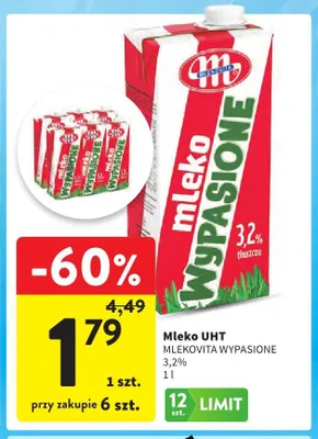 Mleko UHT Mlekovita Wypasione 3,2% promocja w Intermarche