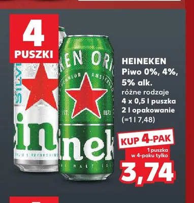 Piwo Heineken Silver 4-pak promocja w Kaufland