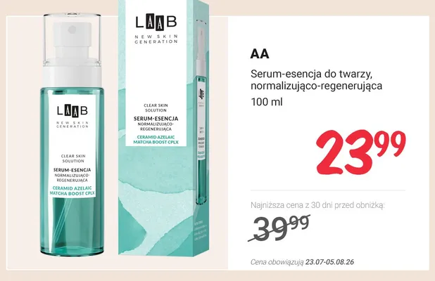 Serum-esencja do twarzy normalizująco-regenerująca AA LAAB promocja w Rossmann