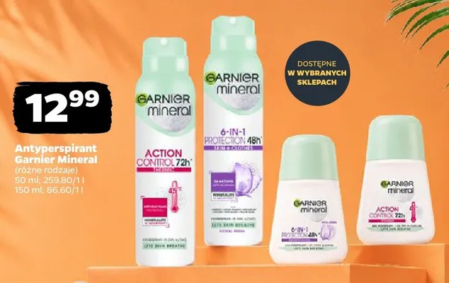 Antyperspirant roll-on Garnier Mineral 6-in-1 Protection 48h promocja w Netto