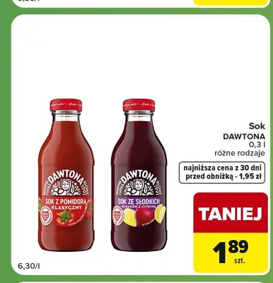 Sok ze słodkich buraków z cytryną Dawtona promocja w Carrefour Express
