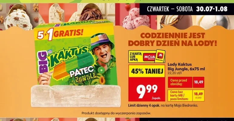 Lody Kaktus Big Jungle 6-pak promocja w Biedronka