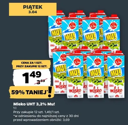 Mleko UHT 3,2% Mu! promocja w Netto
